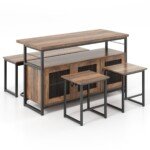 Valgomojo komplektas su sala ir 4 sėdimomis vietomis (Ruda)