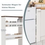 Virtuvės vežimėlis su trimis lentynomis ir rankena (Balta)