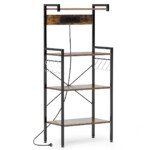 Virtuvės stovas su integruota elektros lizdine ir S formos kabliu (Ruda)