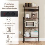 Virtuvės stovas su integruota elektros lizdine ir S formos kabliu (Ruda)