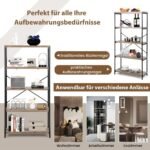 5 lygių lentyna su metaliniu rėmu (Pilka)