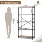 5 lygių lentyna su metaliniu rėmu (Pilka)