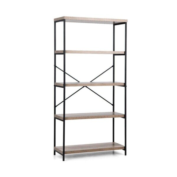 5 lygių lentyna su metaliniu rėmu (Pilka)