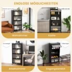 Riedantis virtuvės stovas su penkiomis lentynomis ir atlenkiamomis durimis (Juoda)