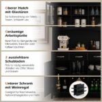 Virtuvės spintelė su trimis stalčiais ir vyno lentyna (Juoda)