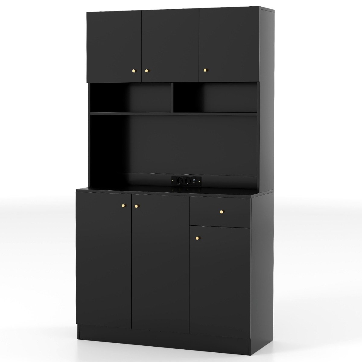 k_chenschrank-12901_3_ Virtuvinė spintelė su integruotais USB ir C tipo įkrovimo lizdais (Juoda)