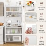 Virtuvės spintelė su 6 lentynomis ir atvirais skyriais (Balta)