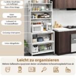 Virtuvės spintelė su 6 lentynomis ir atvirais skyriais (Balta)