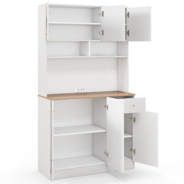 Virtuvės spintelė su USB ir elektros lizdais 100 x 40 x 181 cm (Balta)