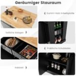 Virtuvės sala su ištraukiamu medžio masyvo darbo paviršiumi ir daiktadėže (Juoda)