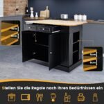Virtuvės sala su ištraukiamu medžio masyvo darbo paviršiumi ir daiktadėže (Juoda)
