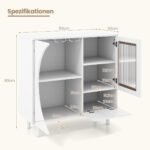 Moderni virtuvės spintelė su stiklinėmis durelėmis ir atviromis lentynomis (Balta)