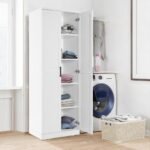 Aukšta spintelė su dviem durelėmis ir reguliuojamomis lentynomis (Balta)