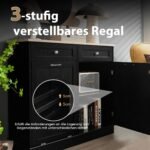 Virtuvinė spintelė su stalčiais ir reguliuojama lentyna (Juoda)