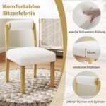 Medinių valgomojo kėdžių komplektas su dirbtinio šerpa gobelenu ir cilindro formos atlošu (Balta)