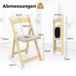 Sulankstomas valgomojo kėdžių komplektas (2 vnt.) iš gummedžio medienos (Natūrali)