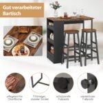 Baro stalas su 2 taburetėmis ir laikymo lentynomis 91 5 cm (Rudi (Rustic Brown))