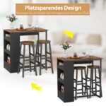 Baro stalas su 2 taburetėmis ir laikymo lentynomis 91 5 cm (Rudi (Rustic Brown))