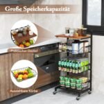 Vežimėlis su medine lentyna (Juoda)