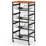 Daugiafunkcis virtuvės vežimėlis su keturiais ištraukiamais krepšiais (Juoda)