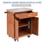 Virtuvės vežimėlis su stalčiumi ir rankšluosčių laikikliu (Natūrali)
