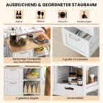 Mobilus virtuvės vežimėlis su stalčiais bei lentynomis (Balta)