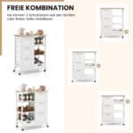 Mobilus virtuvės vežimėlis su stalčiais bei lentynomis (Balta)