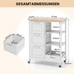 Mobilus virtuvės vežimėlis su stalčiais bei lentynomis (Balta)