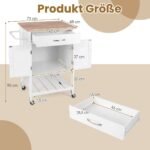 Virtuvės vežimėlis su stalčiais ir ratukais (Balta)