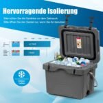 Nešiojama 15 l talpos aušinimo dėžė su puodelio laikikliais (Pilka)