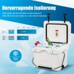 Nešiojama 15 litrų izoliuota aušinimo dėžė su dviem gėrimų laikikliais (Balta)