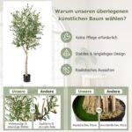 Dirbtinis alyvmedis su lapais ir vaisiais 182 cm (Žalia)