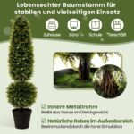 120 cm forminio karpymo dirbtinis buksmedis vazone (Žalia)