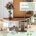 Dirbtinis rožių medis su 21 žiedu ir natūraliu kamienu 93 cm aukščio (Rožinė)