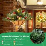 Kalėdinis kabinamas krepšys su šakomis ir LED švieselėmis (Žalia)