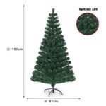 150 cm žalia eglutė su LED apšvietimu ir 8 mirksėjimo režimais (Žalia)