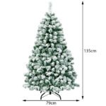 135 cm aukščio dirbtinė Kalėdų eglutė su LED lemputėmis ir metaliniu pagrindu (Žalia ir balta)