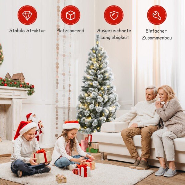 180 cm Kalėdų eglutė su 200 LED lempučių (Balta)