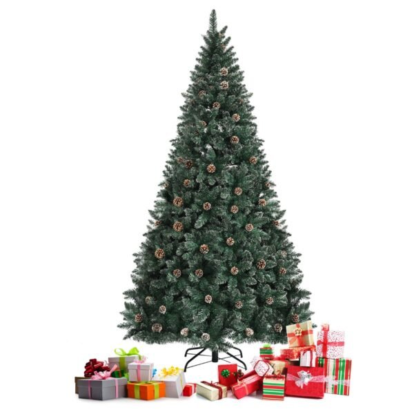 225 cm dirbtinė Kalėdų eglutė su 1400 šakų ir 89 pušies kankorėžiais (Žalia)
