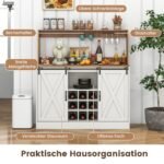 Virtuvės komoda su integruota įkrovimo stotele ir vyno laikikliu (Balta)