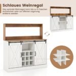 Virtuvės komoda su integruota įkrovimo stotele ir vyno laikikliu (Balta)