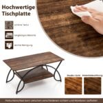 Stilingas kavos staliukas su papildoma lentyna (Rustikal rudos)