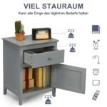 Stalas su stalčiumi ir spintelės durelėmis iš pušies medienos (Šviesiai pilka)