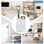 Naktinė pušies medienos spintelė su stalčiumi ir durelėmis (Balta)