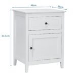 Naktinė pušies medienos spintelė su stalčiumi ir durelėmis (Balta)