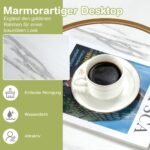 Modernus marmuro imitacijos staliukų komplektas su metalinėmis kojelėmis (Balta)
