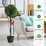 Dirbtinė kamelijų puošmena 92 cm (Žalia)