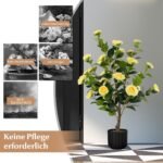 Dirbtinis kamelijų medis 95 cm (Geltona)