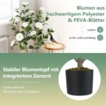 Dirbtinė kamelija 90 cm su žiedais (Balta)