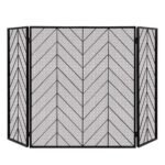 Trijų dalių sulankstomas židinio grotelių komplektas 133 x 78 cm (Juoda)